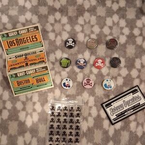 Johnny Cupcakes Skull Button Set - 10 Pack Asst'd Rarer Pins